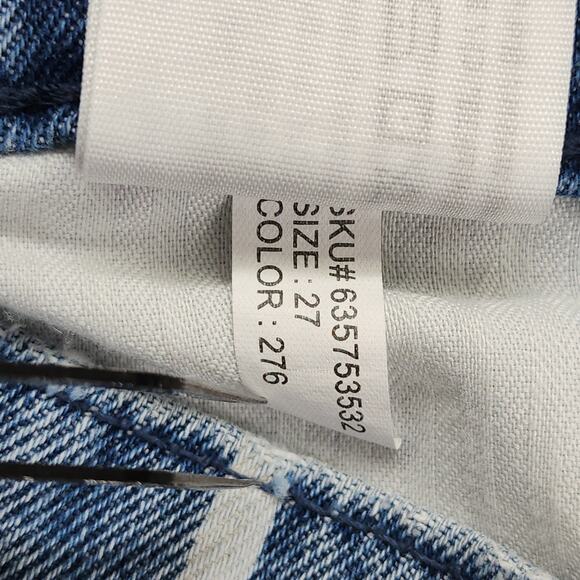 Abercrombie & Fitch Shorts Womens 27/4 Blue Striped Annie High Rise Cutoff Denim - Picture 9 of 10